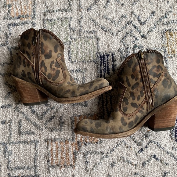 Liberty Black Leopard Print Fringe Boots - Picture 4 of 5